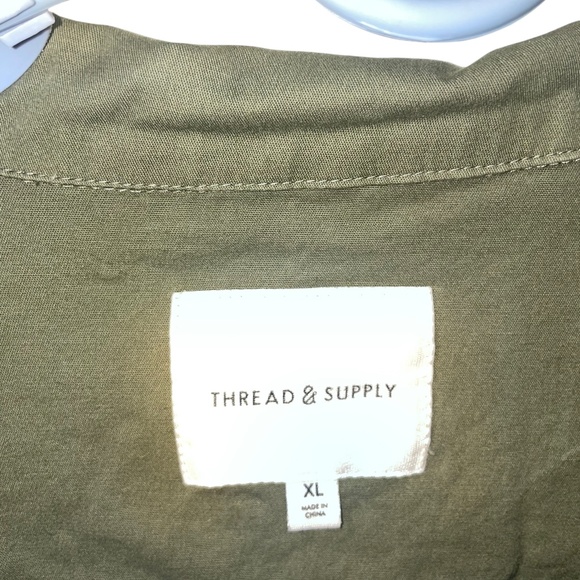 Thread & Supply Olive Green Utility Full Zip Snap buttons Long Sleeve Jacket XL‎ - Picture 4 of 6